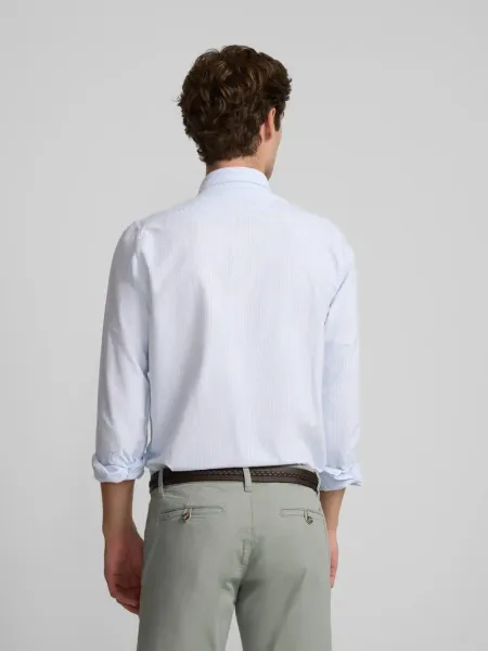 Camisa sport oxford rayas celeste 2