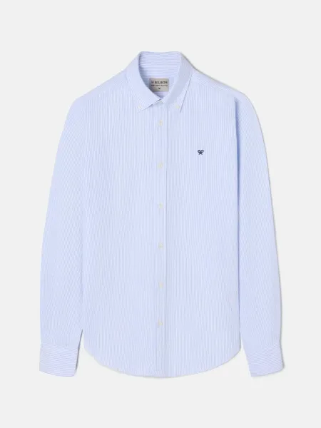 Camisa sport oxford rayas celeste