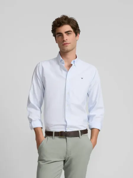Camisa sport oxford rayas celeste