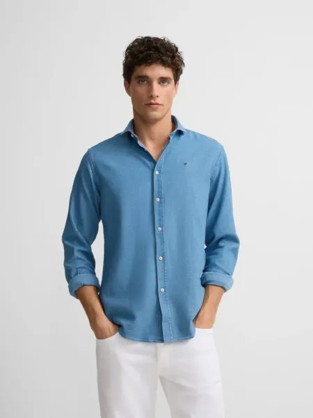 Camisa sport estructura denim azul claro