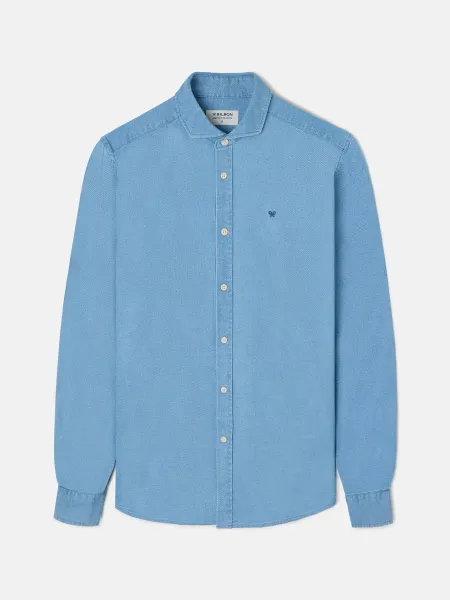 Camisa sport estructura denim azul claro 2