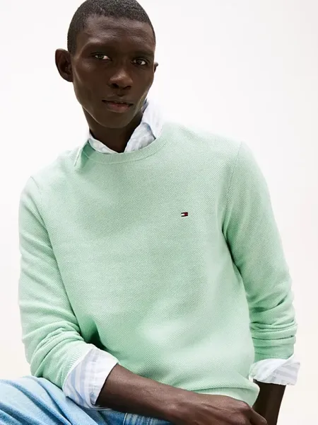 Jersey de punto gofrado con cuello redondo